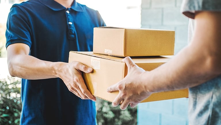 Delivery man handling the parcel
