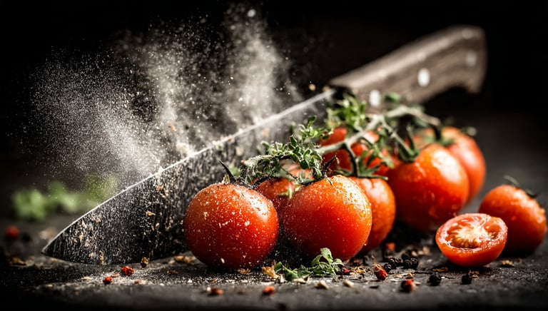 tomatoes are being sprinkled with spices and spices