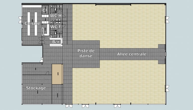 plan de la salle du Festif à Chambly
