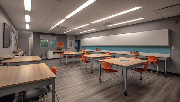 Commercial Electrician fix classroom lights for students in uk.