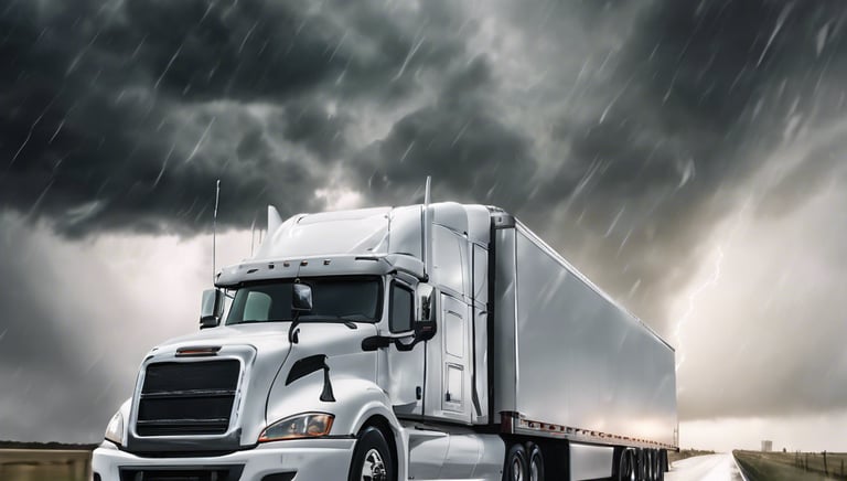 white trailer truck on road