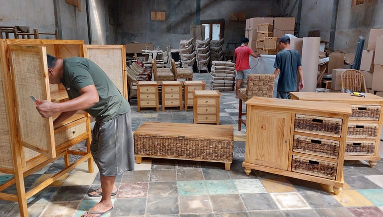 Primus Furniture's production warehouse is located in Solo City, Central Java.