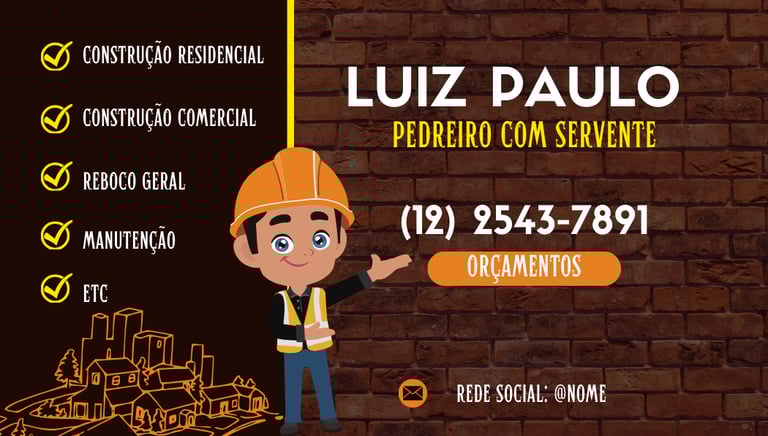 Modelo de cartão de visita criado pela nossa empresa.