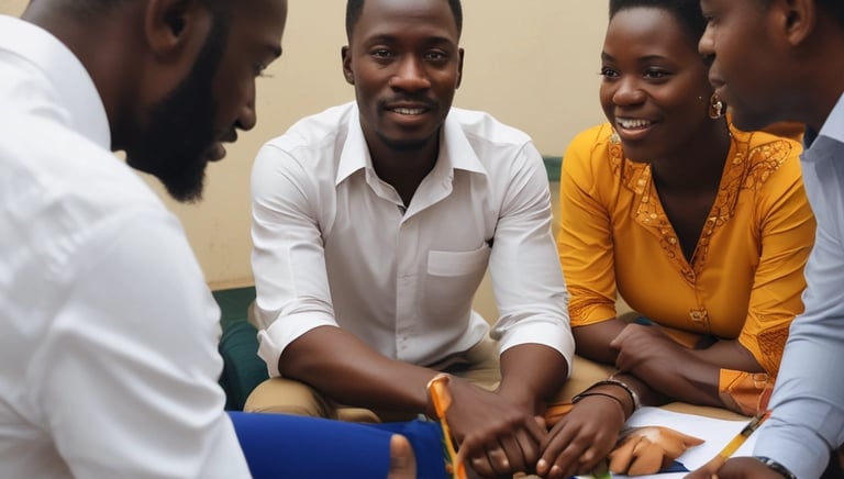 A group of people are sitting around a conference table in a meeting room. A woman is actively speaking while holding a laptop. In the background, there is a banner for a 'UX Training Series' and whiteboards covered with diagrams and notes. Several objects are on the table, including papers, notebooks, electronic devices, and drinks.