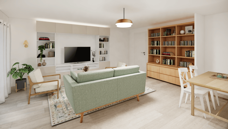 Relooking d'un salon à Rennes projet "Opaline"