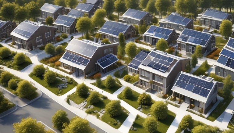 Eco-friendly residential development surrounded by nature.