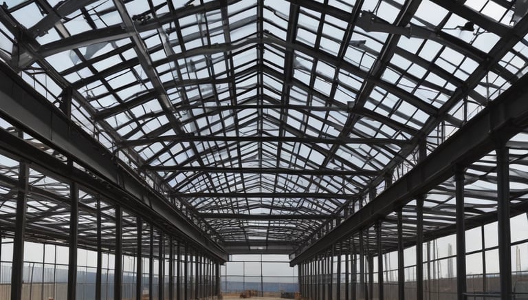 Modern construction site with AI technology integration.