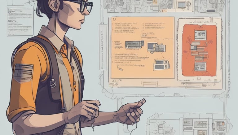 Futuristic digital interface showing AI prompts being selected on a dark neon-themed screen