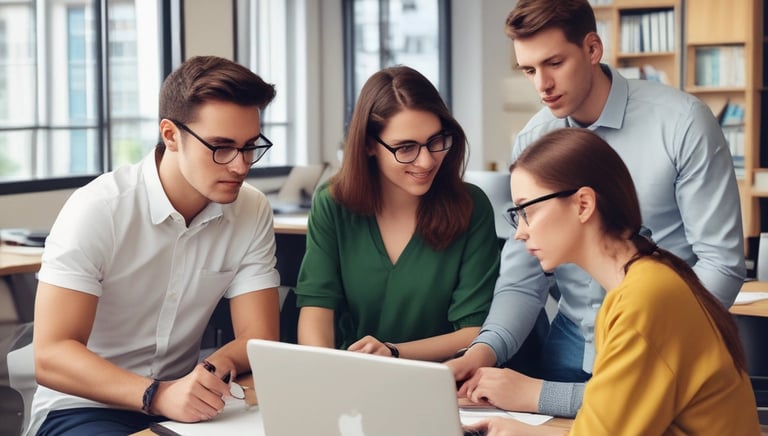 A creative workspace with multiple screens displaying website designs and marketing analytics.