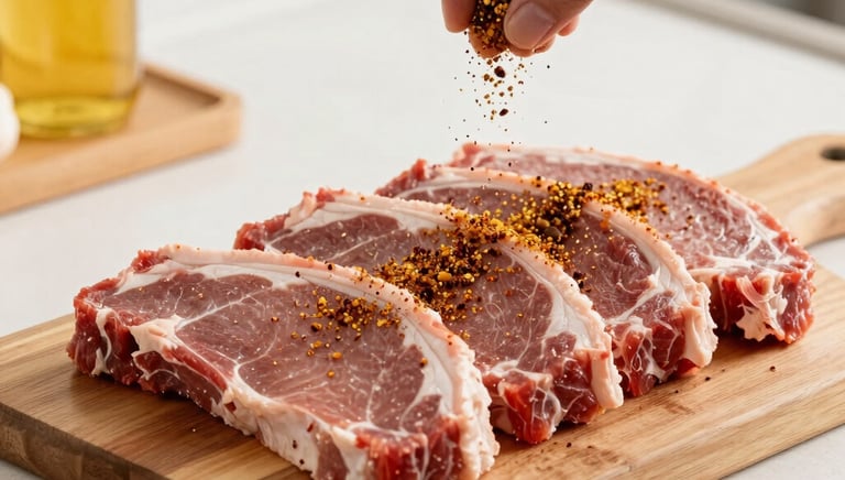 A cozy kitchen scene with jars of spice mixes next to a glowing oven