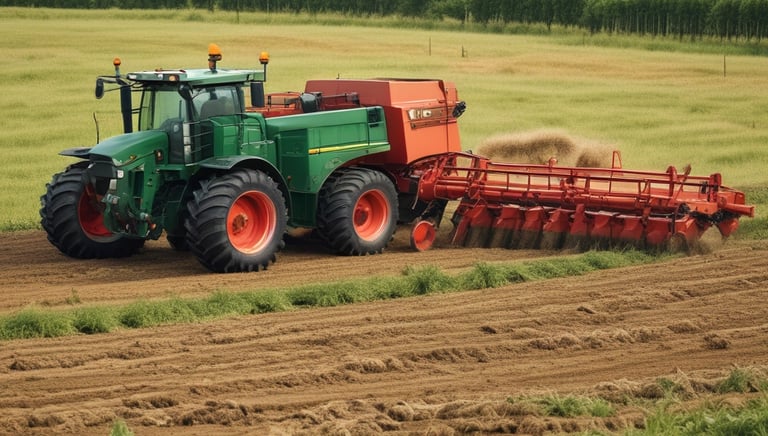 Rows of fruit trees laden with ripe fruit beside patches of green crops at yelwa farmhouse.