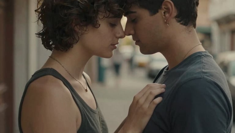 Two hands gently holding each other against a soft pink background symbolizing connection.