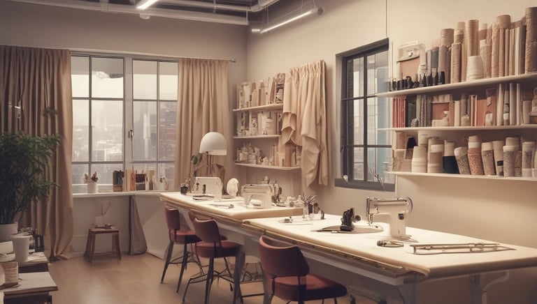 A group of aspiring entrepreneurs attentively learning fashion retail skills in a bright classroom