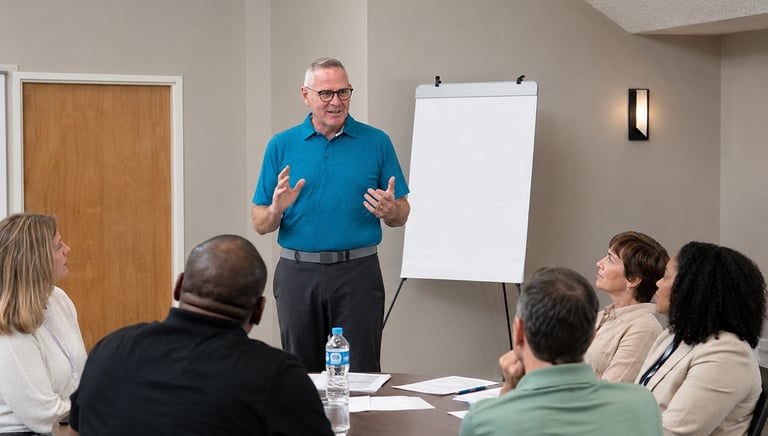 Doug presenting to a group of clients.