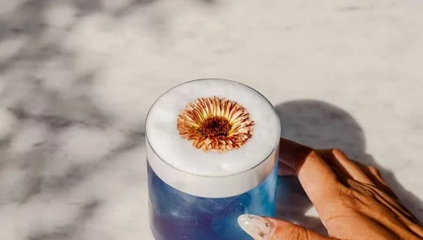 Pisco sour cocktail in Peruvian bar in Lisbon, Portugal