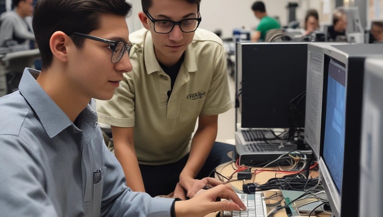 A technician assisting a student remotely with a computer issue.