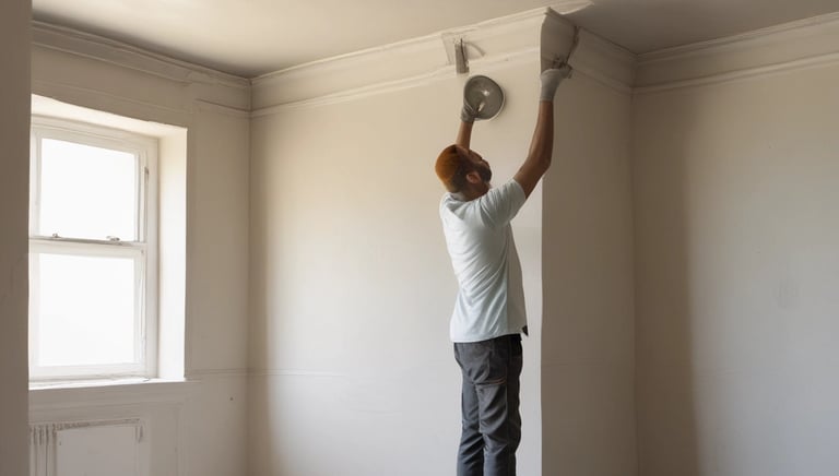 Modern interior room with fresh paint and neatly installed tiles reflecting Swedish standards.