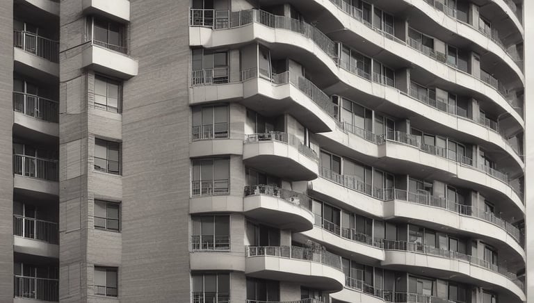 A large estate with a red brick mansion surrounded by dense forest. The building has multiple chimneys and is set in a landscaped garden with a driveway leading to a parking area. The scene is enveloped in lush greenery with trees and bushes in varying shades.