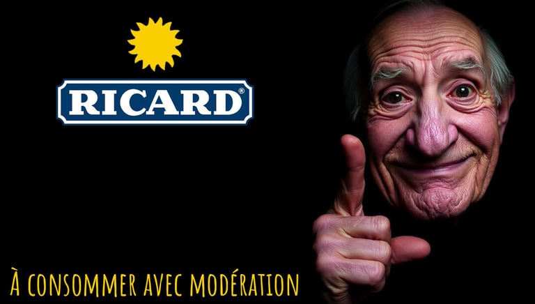 Affiche Ricard à consommer avec modération visage d'homme amusante