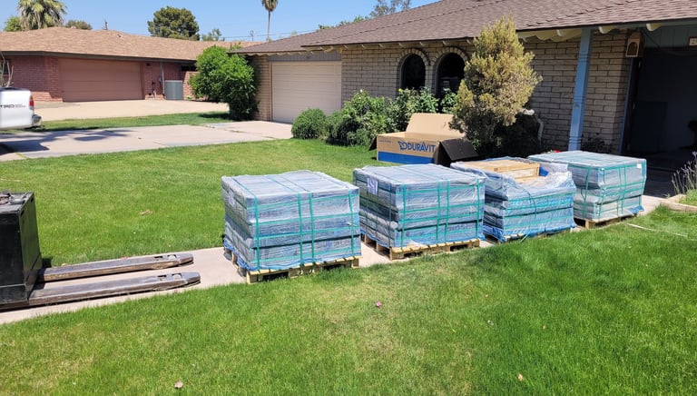 Lift gate residential tile flooring delivery in Scottsdale AZ