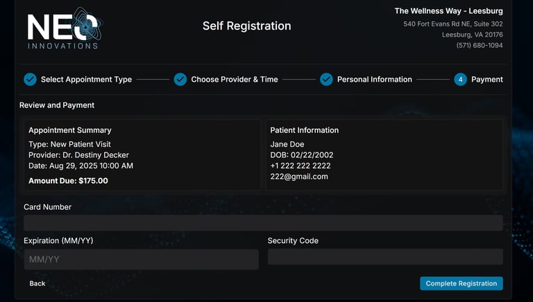 Self registration payment