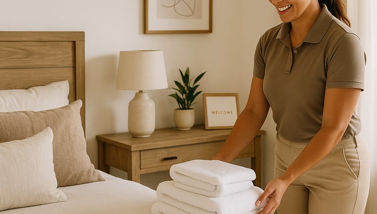 Airbnb turnover cleaning by Dust Be Gone preparing vacation rental bedroom in Scottsdale