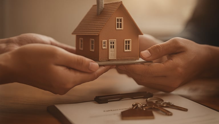 a person holding a house shaped like a house