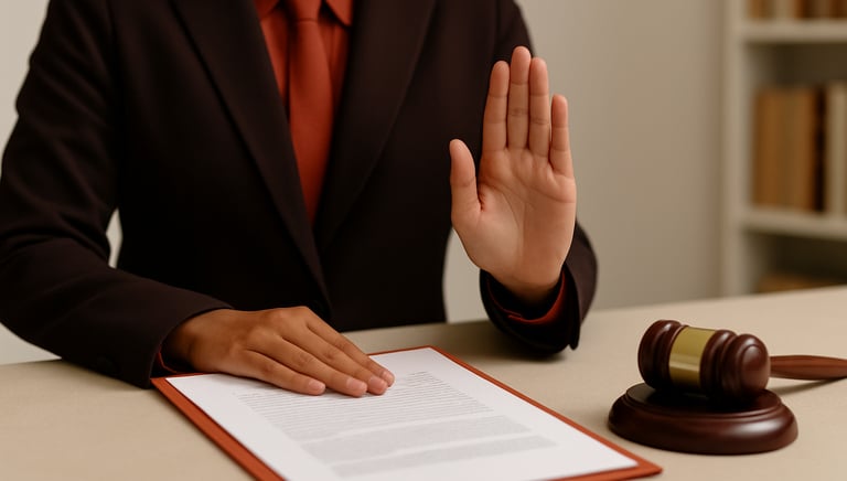 a woman in a suit and tie is holding a gavel