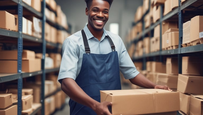 A logistics team coordinating shipments in a busy warehouse environment.