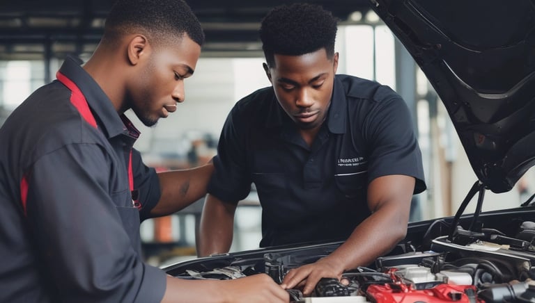A mechanic checking the engine of a vehicle.