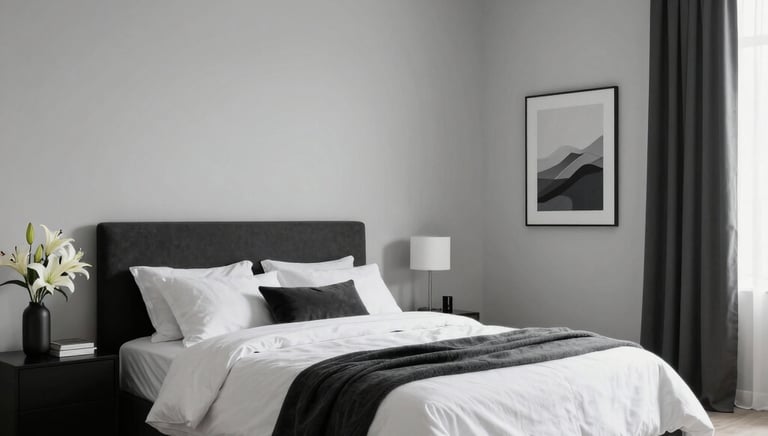 A serene, sunlit luxury bedroom with crisp white linens and immaculate surfaces.