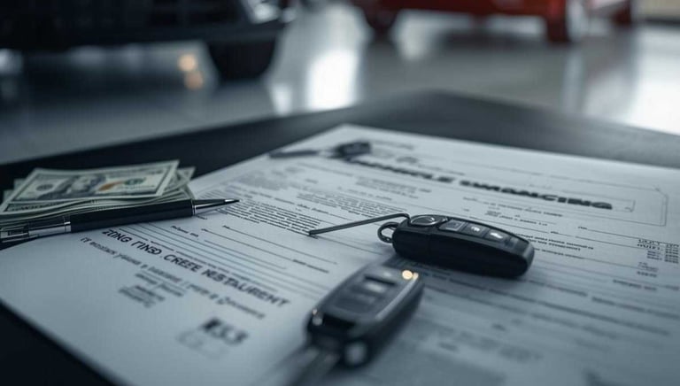 chave-de-um-veículo-sobre-um-contrato-de-financiamento