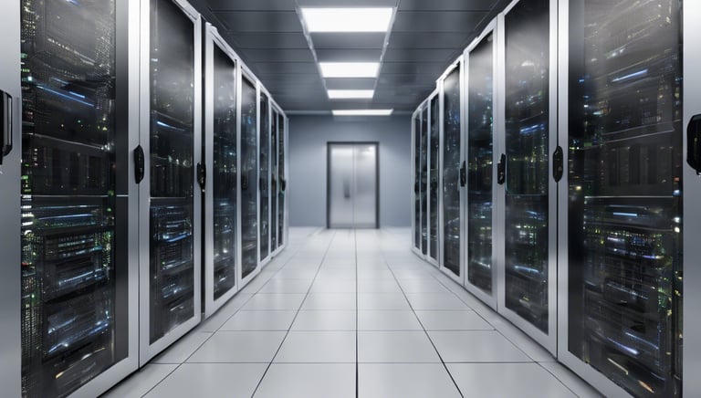 a group of people standing around a display of video screens