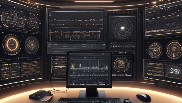 A professional working on a laptop with automation software displayed on the screen.