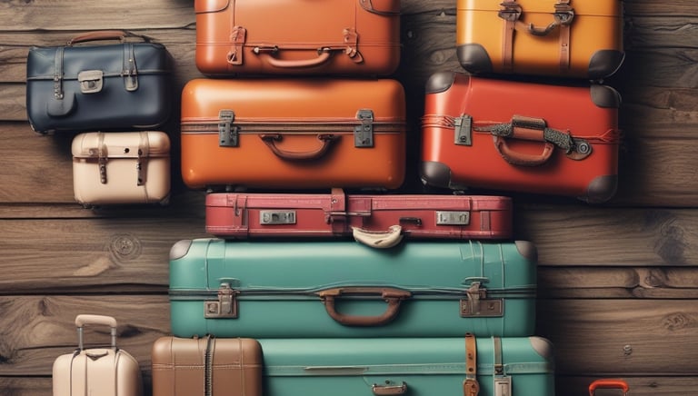 An arrangement of travel-related items including a Sony camera, an open passport with numerous stamps, flight tickets, and a pair of eyeglasses on a wooden surface.