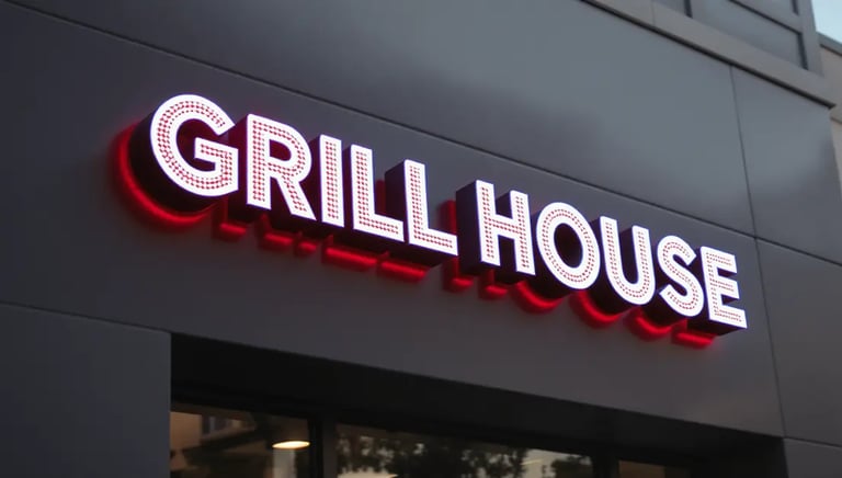 3D LED restaurant signboard glowing at night – SignageBoard.ae