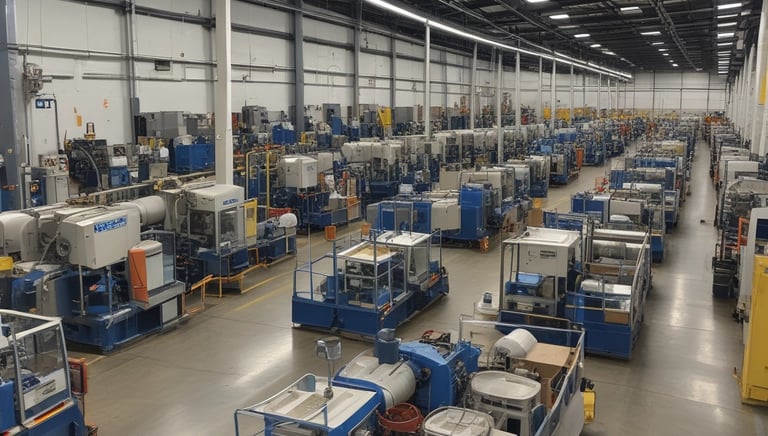 Logistics team coordinating shipments with digital devices in a busy warehouse