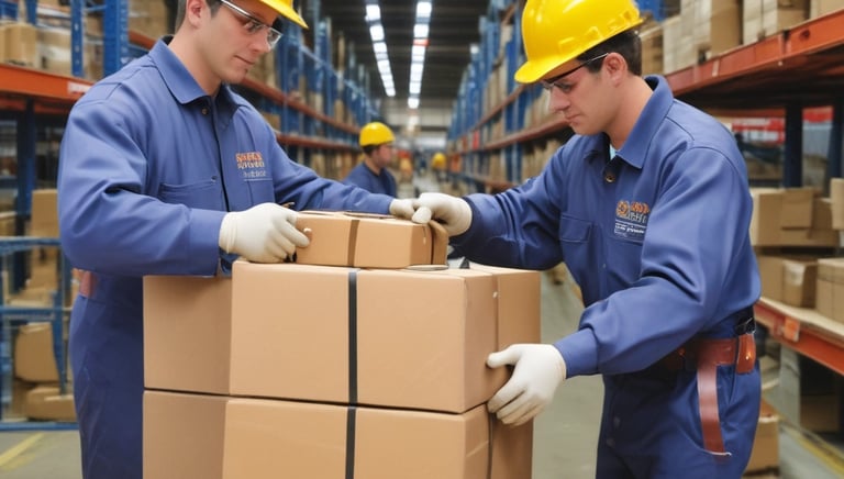 A spacious industrial facility with high ceilings and extensive use of metal and industrial materials. The interior is well-lit, featuring clean, organized rows of machinery and equipment. A single person is walking in the distance, emphasizing the scale of the space. The environment appears to be a manufacturing or industrial warehouse with marked walkways and large doors.