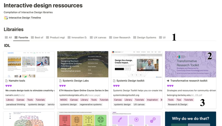 Screenshot de ma librairie de ressources
