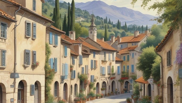 A blue cylindrical outdoor rubbish bin with a yellow label is situated on a paved sidewalk. It's positioned against a building featuring a section of red and white painted panels.