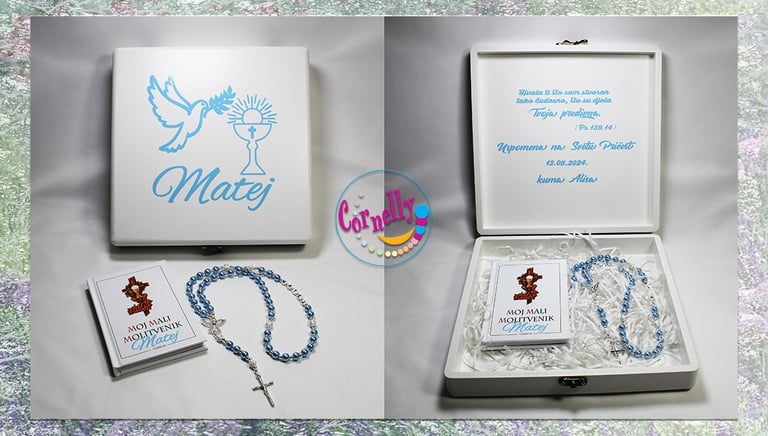 Personalizirana krunica i molitvenik za krizmu kao trajna uspomena