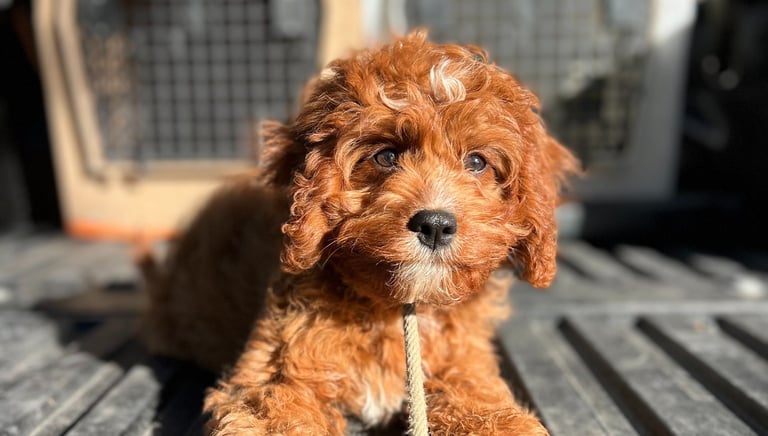 Smiling dog greeting staff during morning playtime at Barkbnb near Antelope