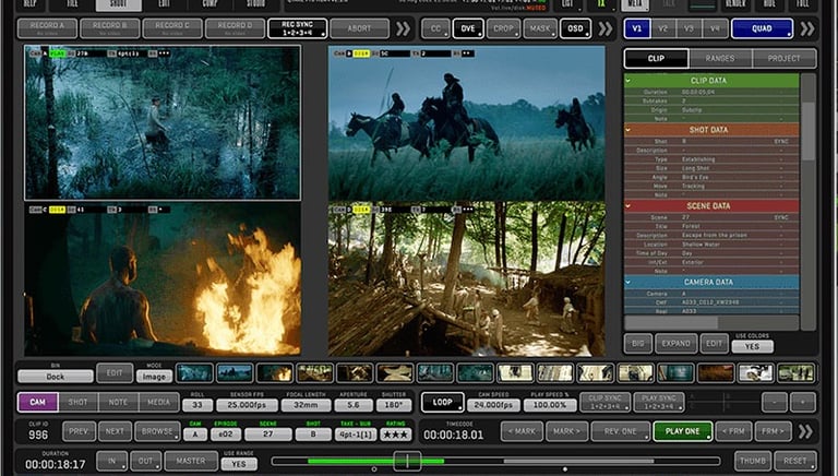 QTAKE interface used by David Aragon for on-set video assist and playback