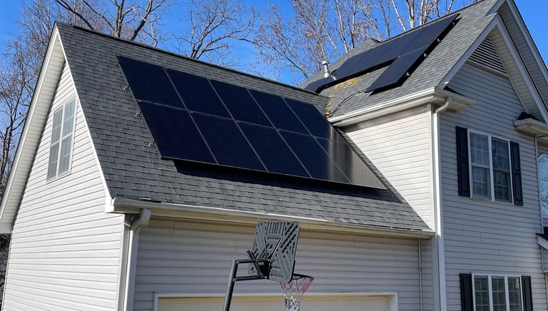 House with professional cleaned solar panel on the roof.