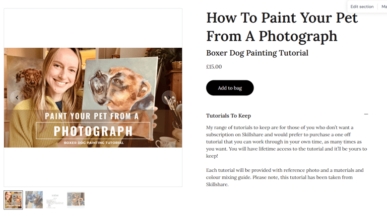 A screenshot showing a tutorial to keep, teaching how to paint a pet from a photograph