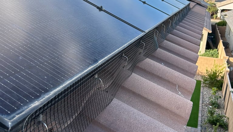 solar panel bird proofing mesh installation on tile roof Phoenix Arizona