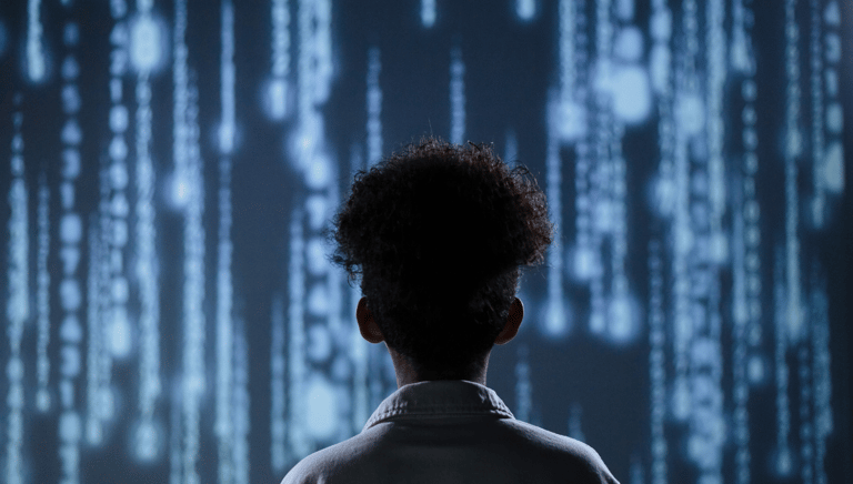 Person turned away looking at lights