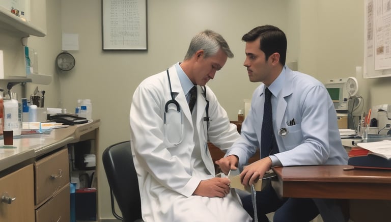 A patient performing guided leg exercises with a physiotherapist in a modern rehab center.