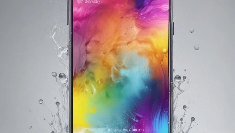 A close-up photo of a technician carefully repairing a cracked smartphone screen.