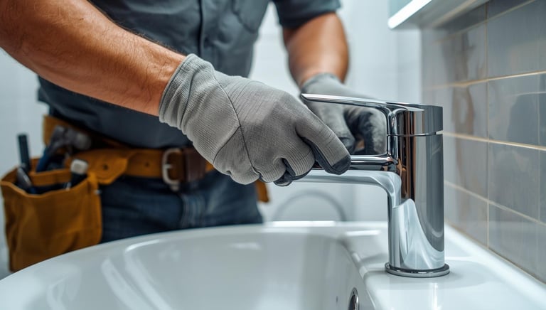 a handyman changing a tap